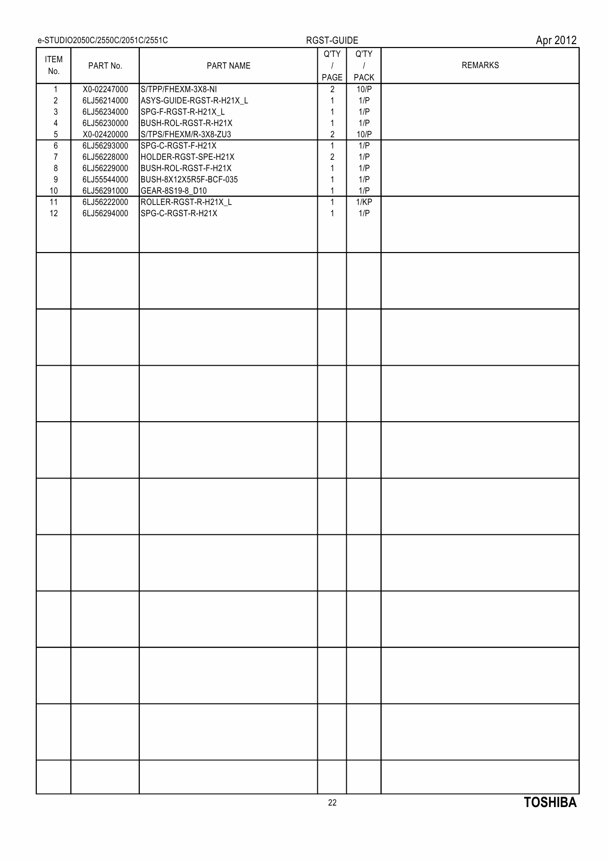 TOSHIBA e-STUDIO 2050c 2051c 2550c 2551c Parts List Manual-6